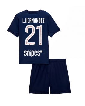 Billige Fotballdrakt Paris Saint-Germain Lucas Hernandez #21 Replika Hjemmedraktsett Barn 2025-26 Kortermet (med bukser)